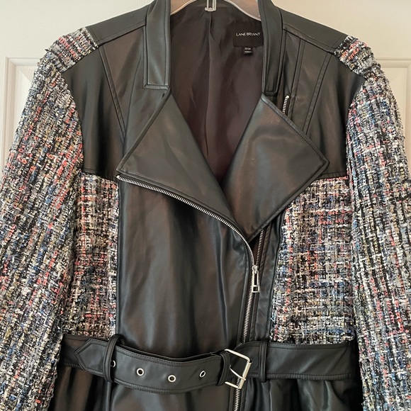 Lane Bryant Faux Leather & Tweed Lined Jacket Size 22/24 - Picture 5 of 6